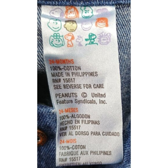 1980s Vintage-Inspired Toddler Denim Jacket Peanuts Snoopy Design 24 Months 100% - Picture 4 of 8